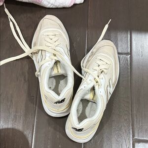 New Balance Beige and Yellow Athletic Shoes